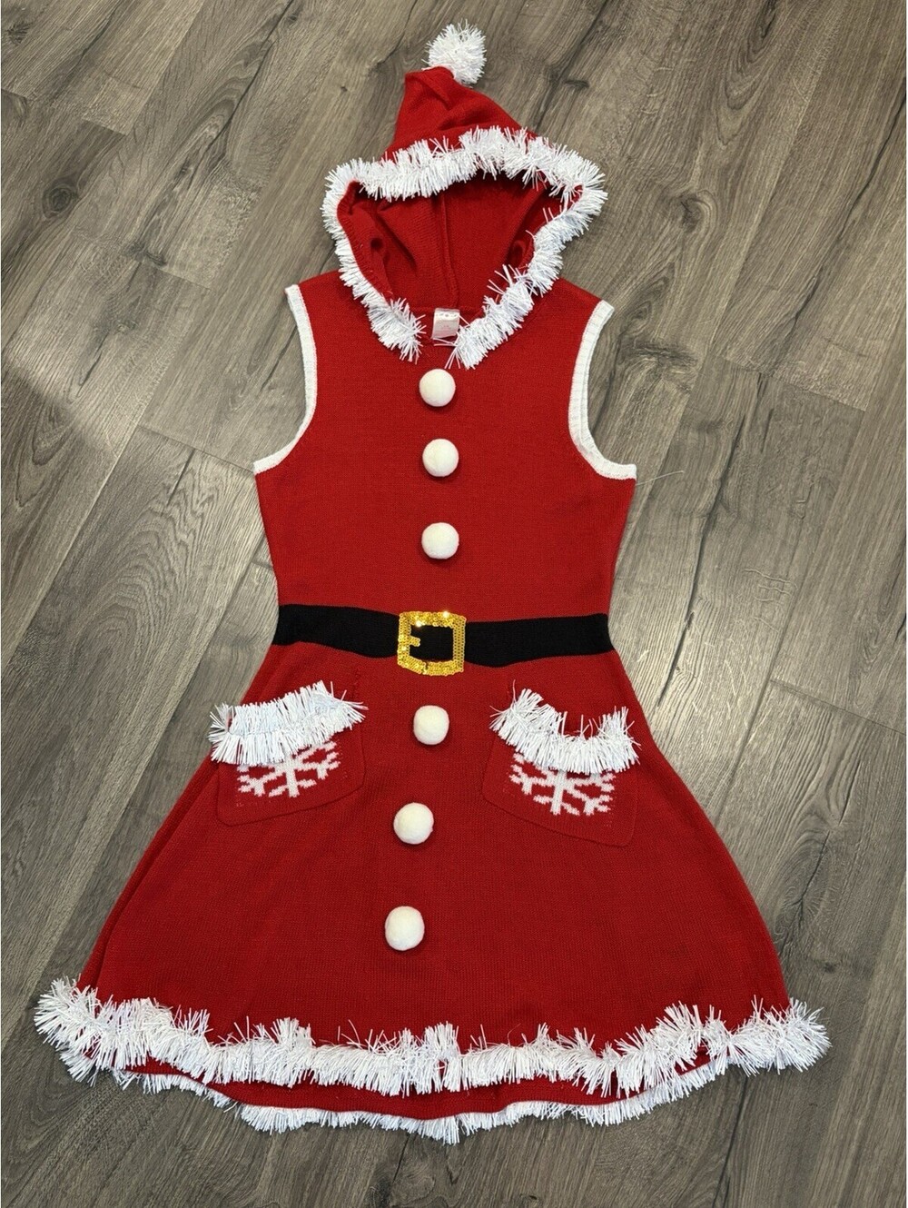 Mrs Claus Christmas Sweater Dress Sleeveless No Boundaries Juniors L/Womens S